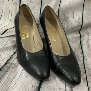 Black Ferragamo spectator pump size 8, EUC